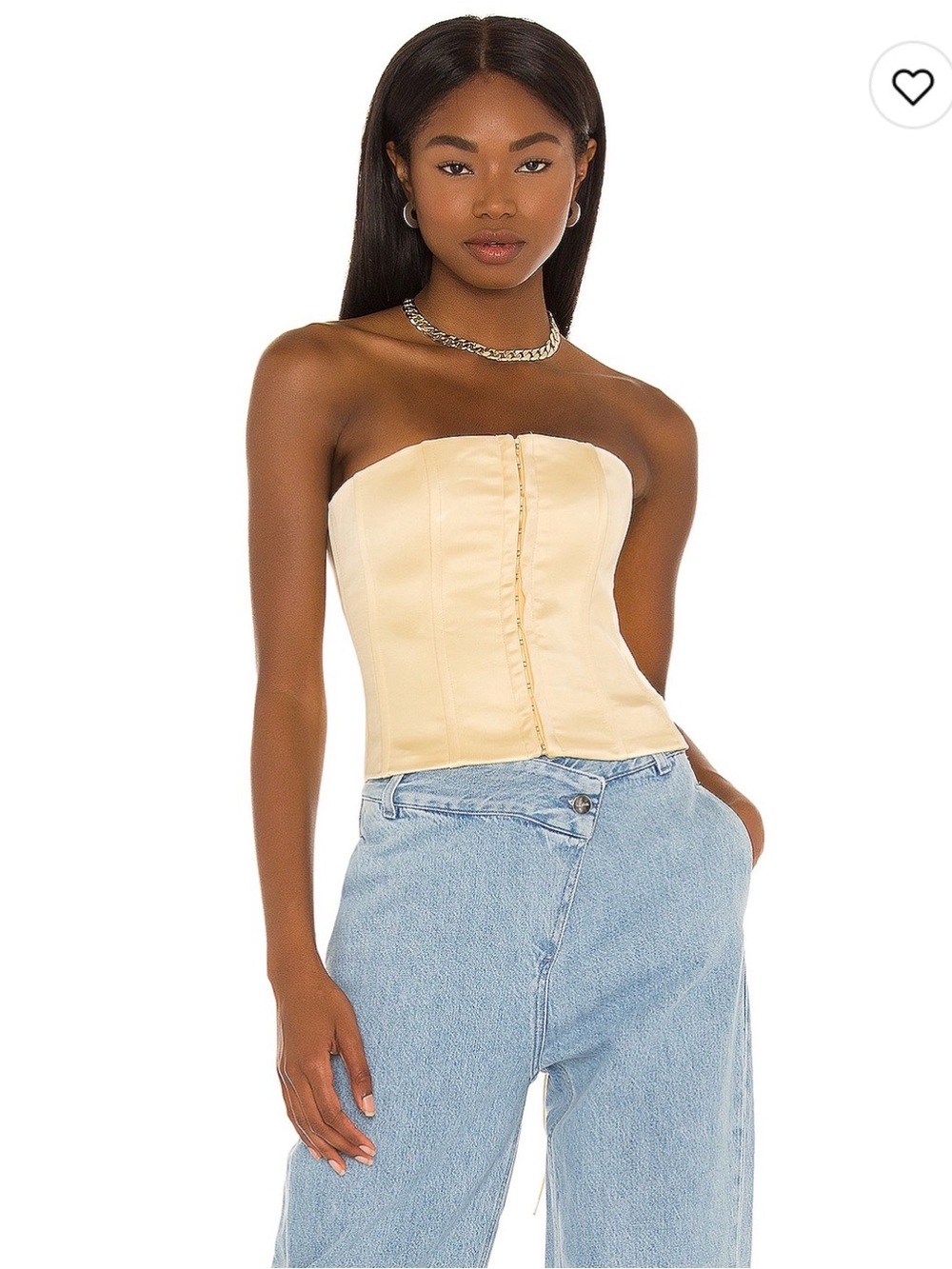Guizio Satin Lace Up Corset in Cream